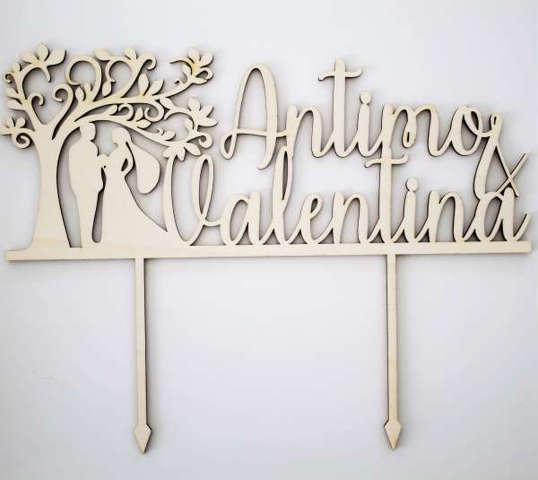 cake topper legno matrimonio